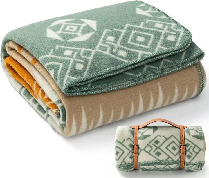 Molithe Heavy 100% Virgin Wool Blanket — 62 x 86 in, Camping & Outdoor