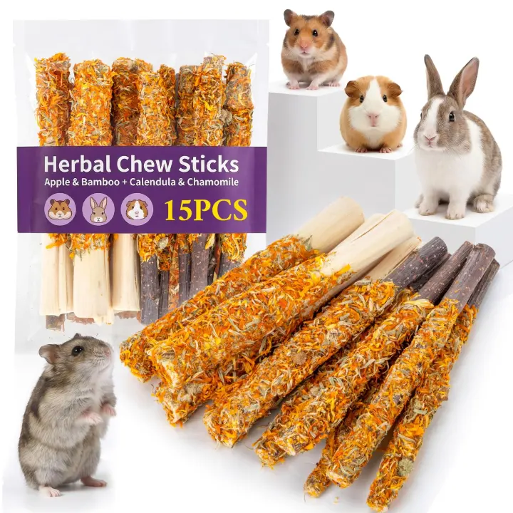 Natural Apple & Sweet Bamboo Chew Sticks for Rabbits and Small Pets