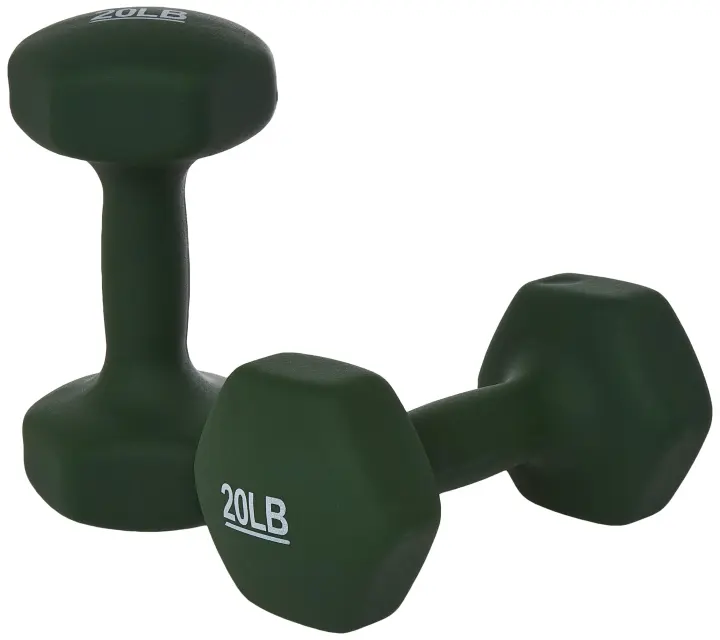 Neoprene-Coated Hex Dumbbell Pair — 20 lb Set (Dark Green)