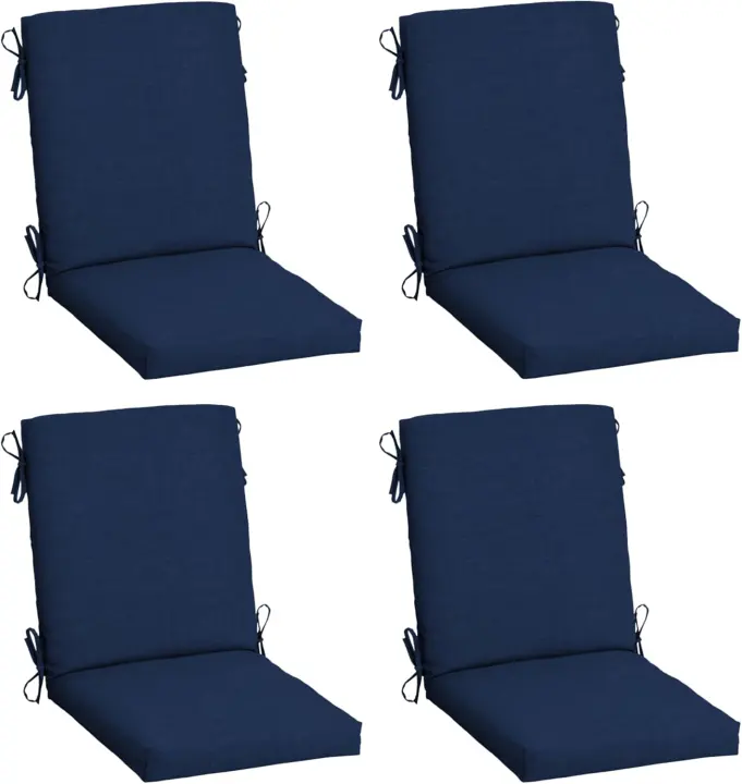 Outdoor Dining Chair Cushions — 4-Pack 20 x 44 in, Sapphire Blue