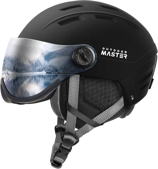 OutdoorMaster 2-in-1 Ski Helmet with Detachable Visor Goggles