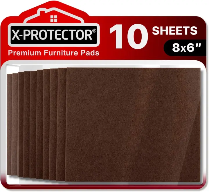 Premium Felt Furniture Pads — 10-Pack 8"x6" Heavy‑Duty Sheets