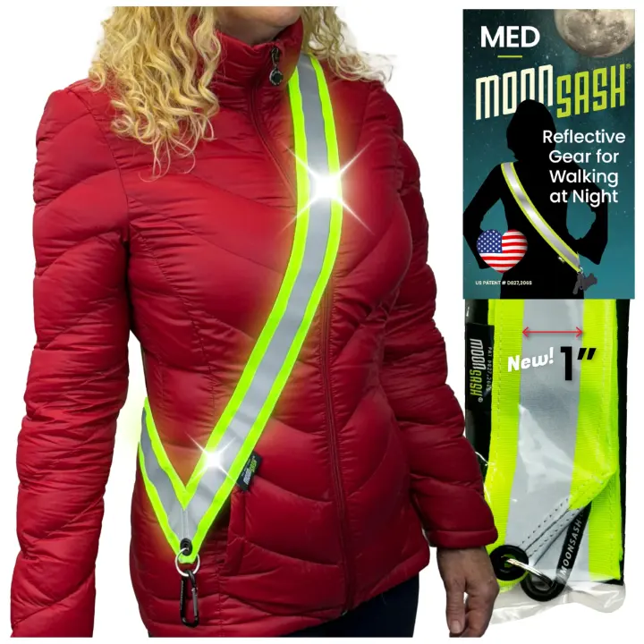 Reversible Reflective Walking Safety Sash — Hip‑Fit Visibility