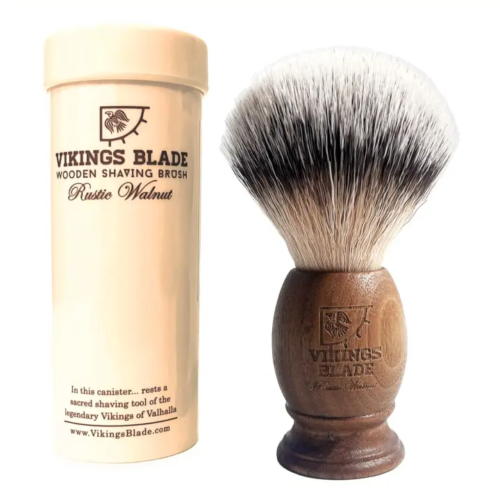 Rustic Walnut Wooden Shaving Brush — Synthetic Badger-Style Knot