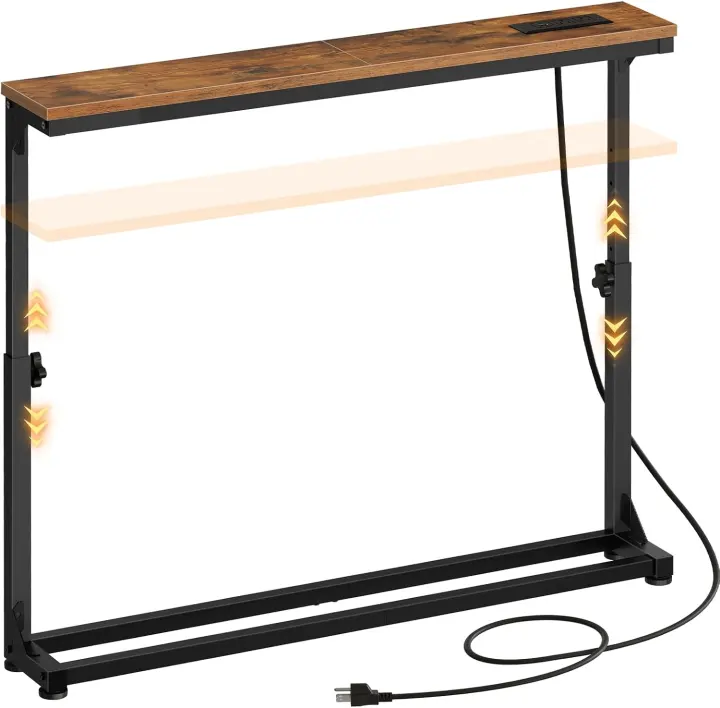 Slim Adjustable Console Table with Built-In Charging Station