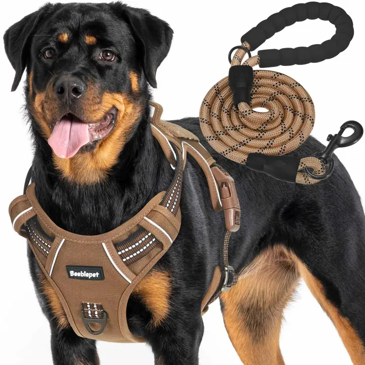 Tactical No-Pull Dog Harness & Leash — Heavy-Duty K9 Vest, Large