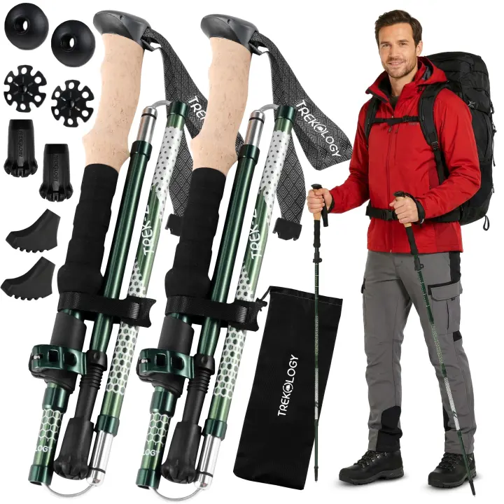 Trekology Trek-Z Foldable Aluminum Trekking Poles — Lightweight Hiking Staff