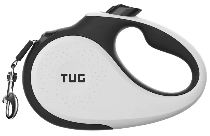 TUG Retractable Dog Leash — 16 ft Tape, Small (White)