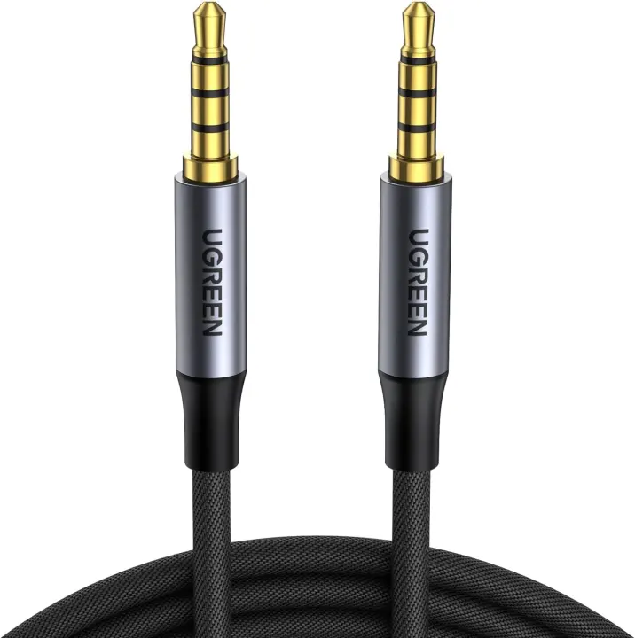 UGREEN 3.5mm TRRS Nylon‑Braid Aux Cable — 3ft Male‑to‑Male