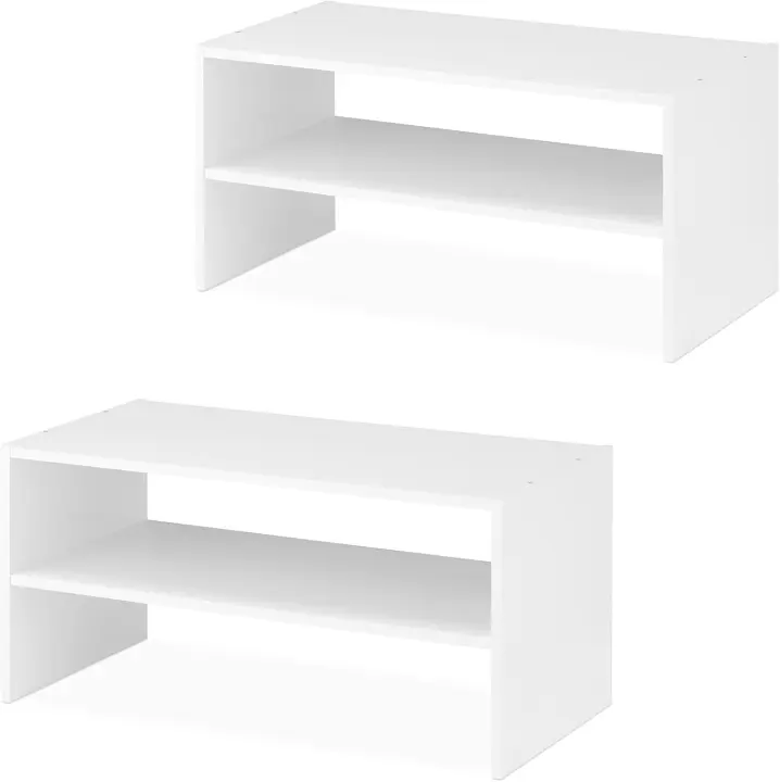 Whitmor 2-Tier Stackable Wood Shoe Rack — White, 24 in (2-Pack)