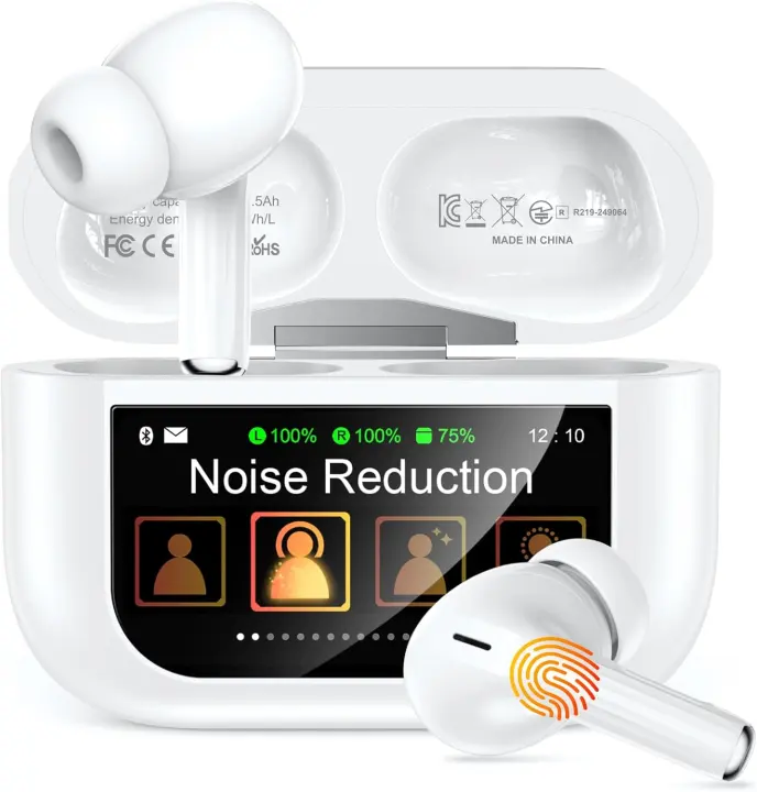 Wireless Touchscreen Earbuds with ANC, Bluetooth 5.4 & 48H Playback